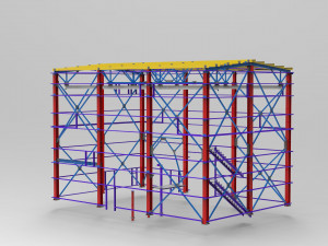 little factory with steel construction 3D Model