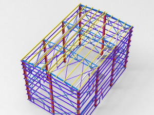 little factory with steel construction Model 3D