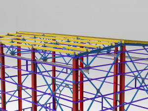 little factory with steel construction Model 3D