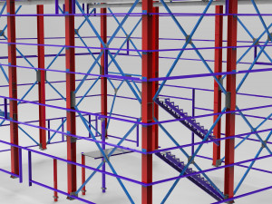 little factory with steel construction Model 3D