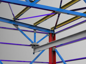 little factory with steel construction Model 3D