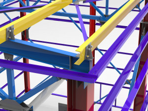 little factory with steel construction Model 3D