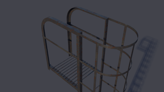 steel fire stair 3D Model .c4d .max .obj .3ds .fbx .stl .blend