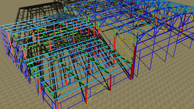 industrial building made of metal structures Model 3D .c4d .max .obj .3ds .fbx .stl .blend 