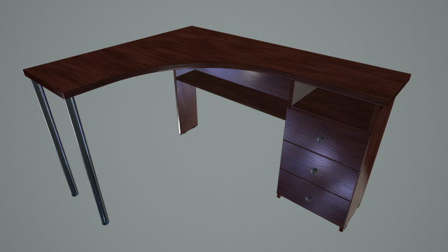wooden office desk 3D Model .c4d .max .obj .3ds .fbx .stl .blend 