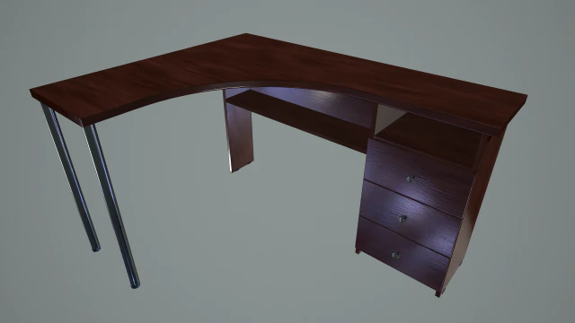 wooden office desk 3D Model .c4d .max .obj .3ds .fbx .stl .blend 
