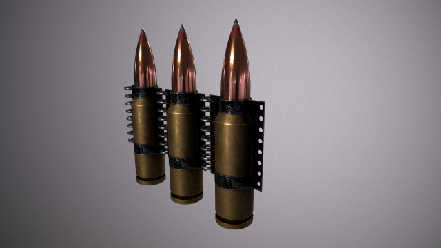 machine belt from kalashnikov cartridge 3D Model .c4d .max .obj .3ds .fbx .stl .blend 