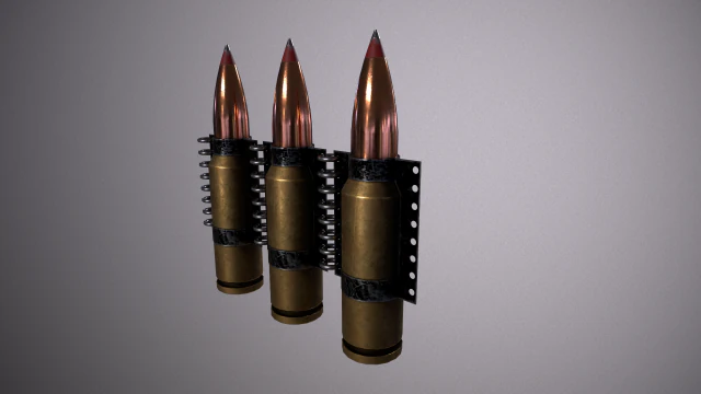 machine belt from kalashnikov cartridge 3D Model .c4d .max .obj .3ds .fbx .stl .blend 