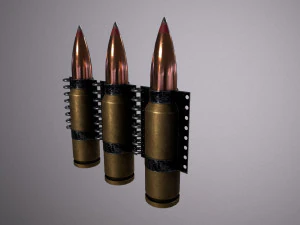 machine belt from kalashnikov cartridge 3D Model
