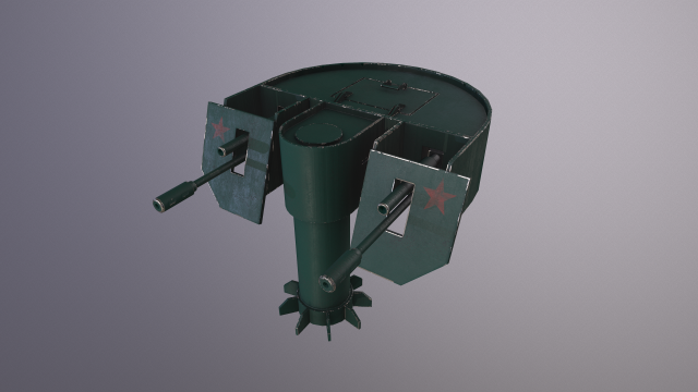 automatic military turret 3D-Modell .c4d .max .obj .3ds .fbx .stl .blend 