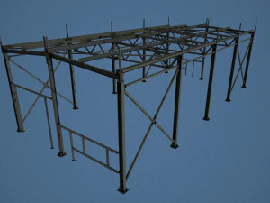 Metallkonstruktionen des Galvanik-Werkstattgeb&auml;udes 3D Modell