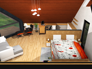 50m2 tiny house with all accommodation for whole year living Modello 3D