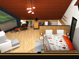 50m2 tiny house with all accommodation for whole year living 3D Model