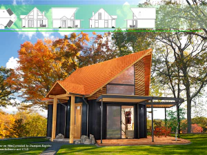 पूरे वर्ष रहने के लिए सभी आवास सहित 50 वर्ग मीटर का छोटा घर 3D मॉडल