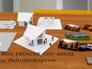 50m2 tiny house with all accommodation for whole year living 3D Model