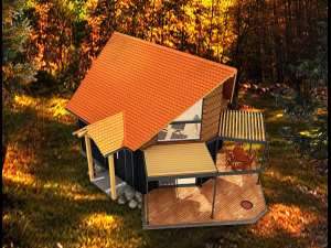 50m2 tiny house with all accommodation for whole year living Modello 3D