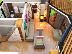 50m2 tiny house with all accommodation for whole year living 3D Model