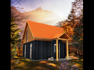 50m2 tiny house with all accommodation for whole year living 3D Model