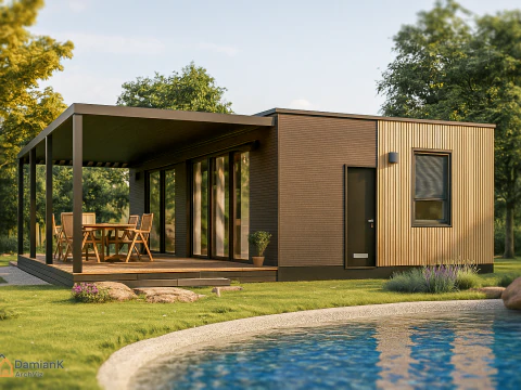 Denah Rumah Modular dengan dimensi Model 3D