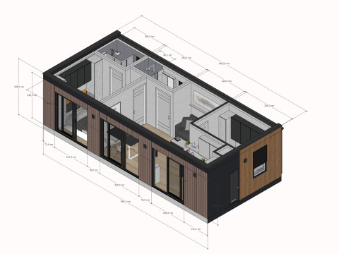 Modular House plan with dimensions Modello 3D