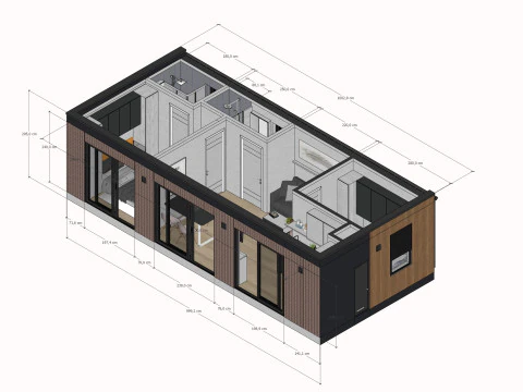 Modular House plan with dimensions 3D Model
