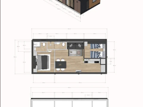 Modular House plan with dimensions 3D Model