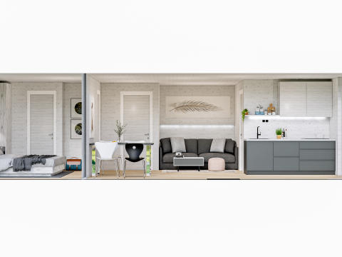 Modular House plan with dimensions Modello 3D