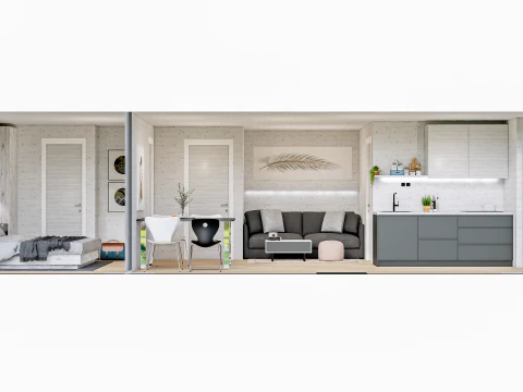Modular House plan with dimensions 3D Model