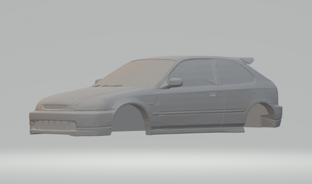 Honda civic type r 00 3Dプリントモデル .c4d .max .obj .3ds .fbx .stl .blend 