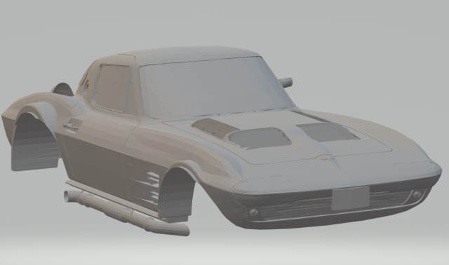 1966 corvette grand sport 3D Принт Модель .c4d .max .obj .3ds .fbx .stl .blend 