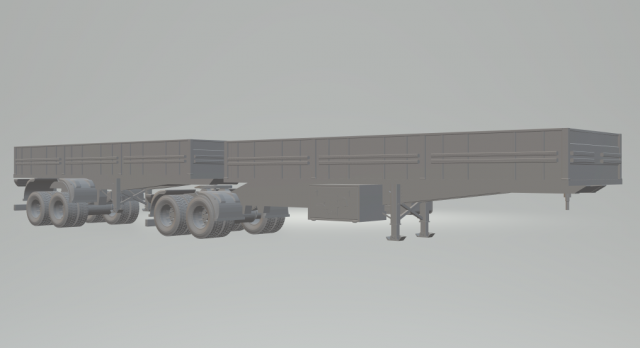 double truck semi trailer 3D Print Model .c4d .max .obj .3ds .fbx .stl .blend 