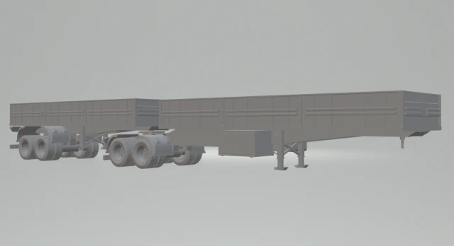 double truck semi trailer 3D Print Model .c4d .max .obj .3ds .fbx .stl .blend 