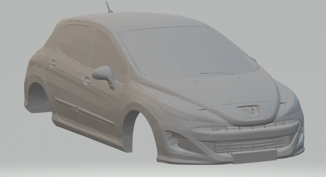 peugeot 308 3D Baskı Modeli .c4d .max .obj .3ds .fbx .stl .blend 