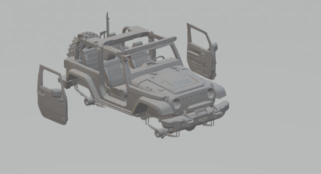 jeep wrangler 3D 프린트 모델 .c4d .max .obj .3ds .fbx .stl .blend 