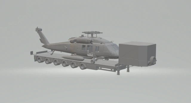 причіпний низькорамний вертолітний транспорт 3D Принт Модель .c4d .max .obj .3ds .fbx .stl .blend