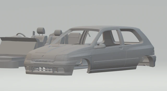 renault clio 94 3D Print Model .c4d .max .obj .3ds .fbx .stl .blend 