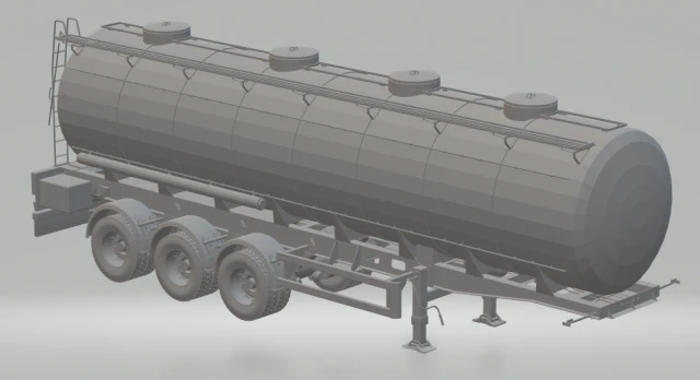 tank gas semi trailer 3D Print Model .c4d .max .obj .3ds .fbx .stl .blend 