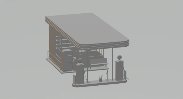 gas station 3D Print Model .c4d .max .obj .3ds .fbx .stl .blend 