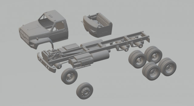 ford-f800 truck chassis Modèles 3D en vedette .c4d .max .obj .3ds .fbx .stl .blend 