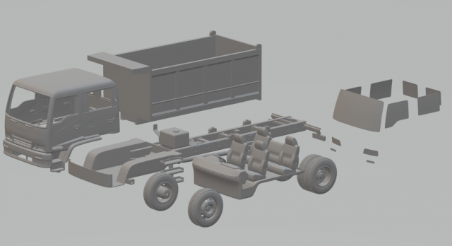 isuzu ftr 800 crew cab dumper 3D Принт Модель .c4d .max .obj .3ds .fbx .stl .blend 
