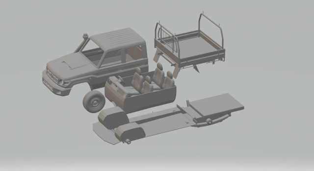 toyota land cruiser j70 double cab pickup 3D printmodel .c4d .max .obj .3ds .fbx .stl .blend 