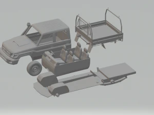 toyota land cruiser j70 double cab pickup 3D Print Model