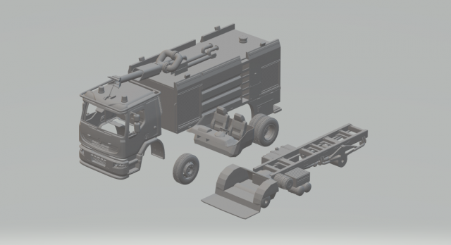 renault premium fire truck Model do druku 3D .c4d .max .obj .3ds .fbx .stl .blend 