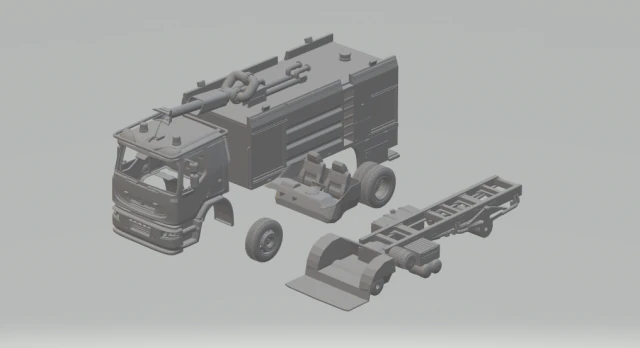 renault premium fire truck 3D Print Model .c4d .max .obj .3ds .fbx .stl .blend