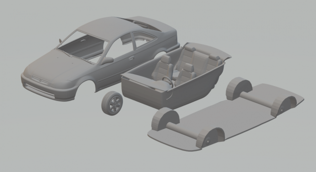 honda civic coupe 96 Modelo de Impressão 3D .c4d .max .obj .3ds .fbx .stl .blend 