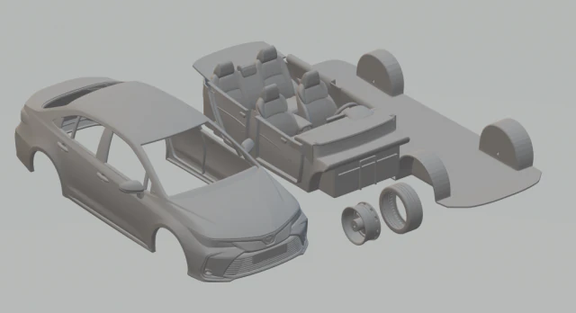 2019 toyota corolla sedan hybrid kit 3D Print Model .c4d .max .obj .3ds .fbx .stl .blend 