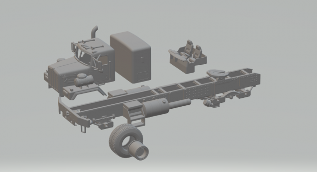 kenworth c500 chasis 6x4 3D 打印模型 .c4d .max .obj .3ds .fbx .stl .blend 