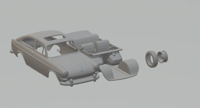 volkswagen type 3 fastback 3D Print Model .c4d .max .obj .3ds .fbx .stl .blend 