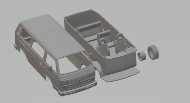 volkswagen transporter t3 passenger van 90 3D Print Model .c4d .max .obj .3ds .fbx .stl .blend 