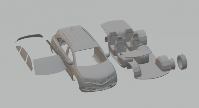 acura mdx sport 2017 3Dプリントモデル .c4d .max .obj .3ds .fbx .stl .blend 